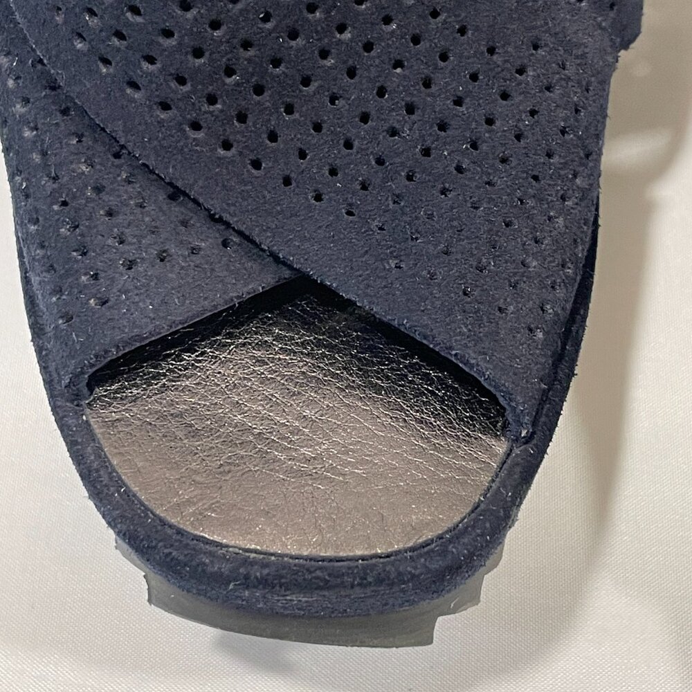 NEW, PEDRO GARCIA "Frigg" Suede Crossover Sling Back Wedge, Spain, Navy - 39/9 - Picture 7 of 13